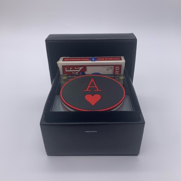 Vintage Man Cave PROTOCOL Ace Glass Coaster Set With Deck Of Cards & Storage Box - Picture 3 of 10